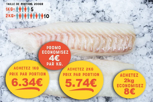 Cabillaud (Gadus morhua) Dos Sans peau