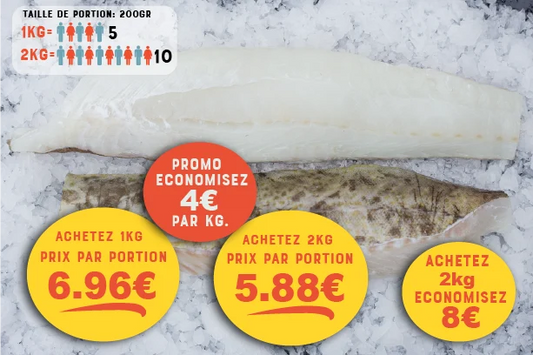 Cabillaud (Gadus morhua) Dos Avec peau