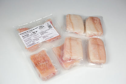 Frozen sea bass portions