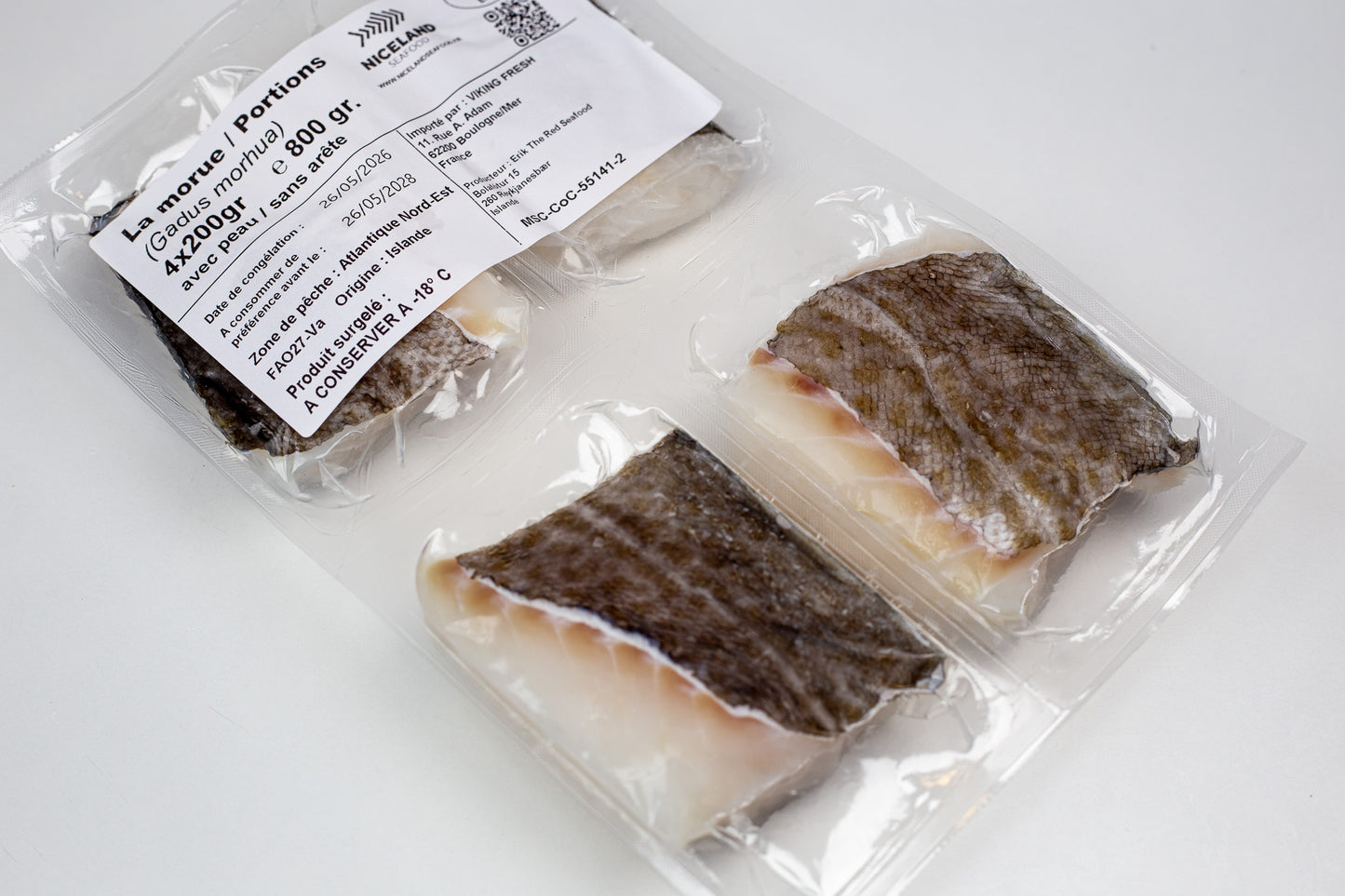Pavés de morue légèrement salée (Bacalhau) congelés