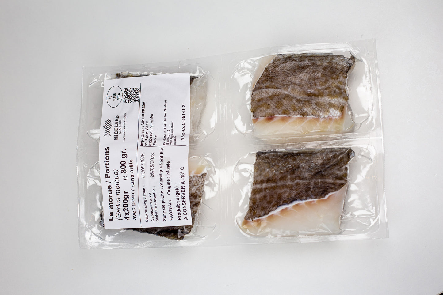 Pavés de morue légèrement salée (Bacalhau) congelés