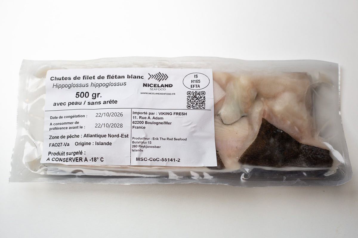 Morceaux de filet de flétan blanc d'Islande – 500 g congelé