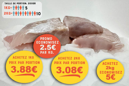 Lieu noir (Pollachius virens) Portion de filet Sans peau
