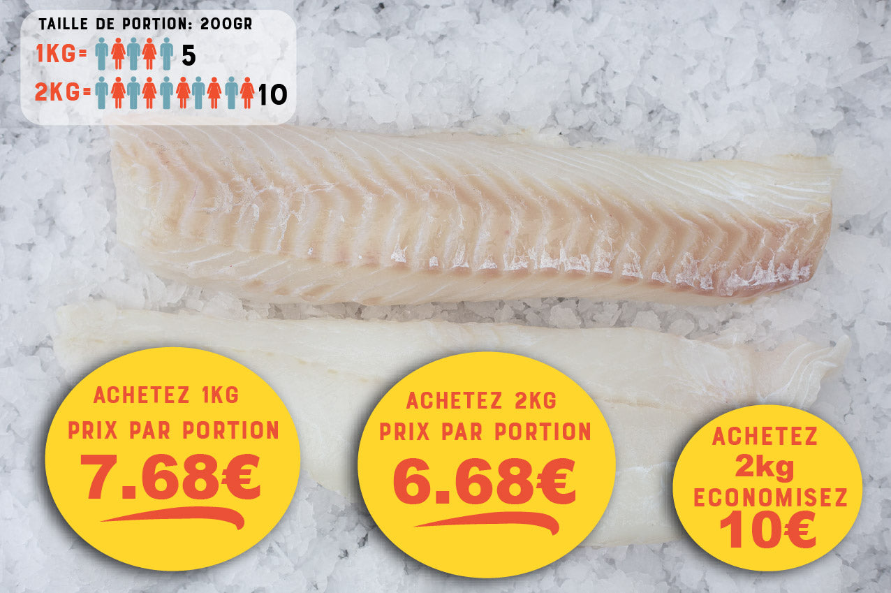 Cabillaud (Gadus morhua) Dos Sans peau